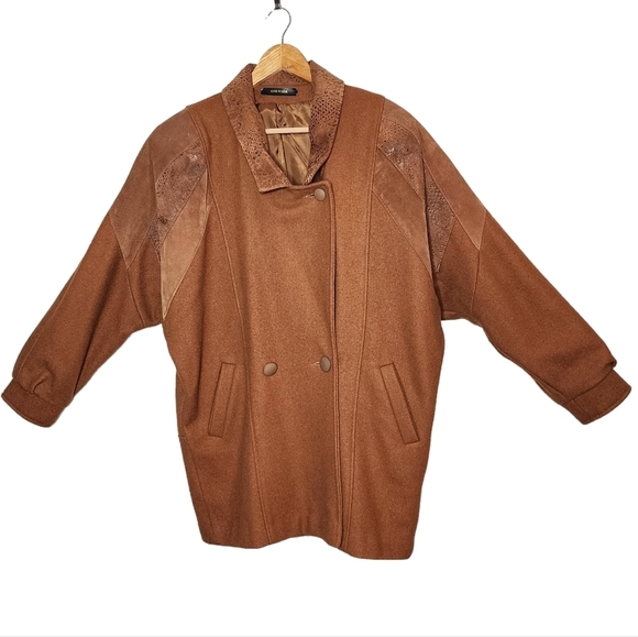 Vintage Havoc Camel Brown Wool Leather coat size 9/10 - Picture 11 of 17